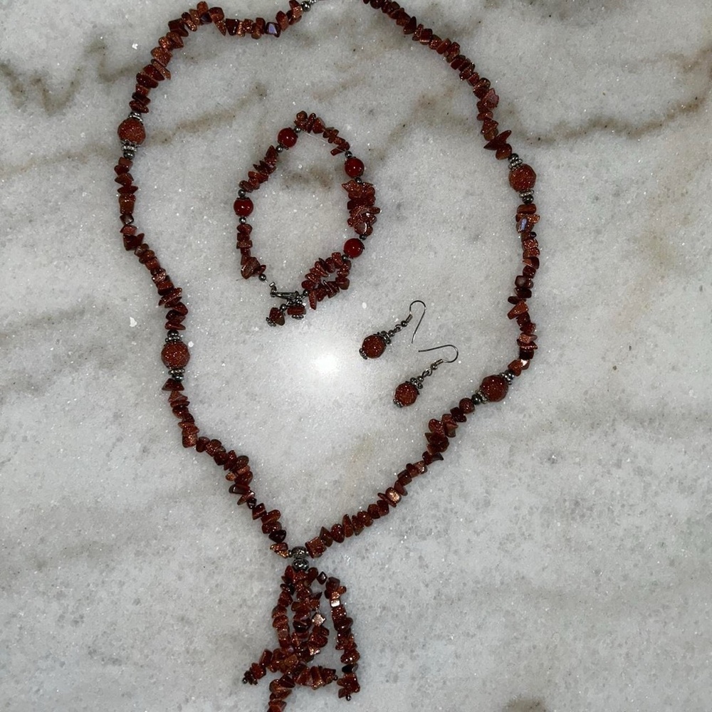 Chic Brown Beaded Necklace Set